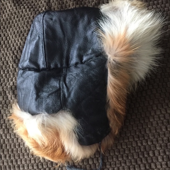 Fur and genuine leather winter hat
